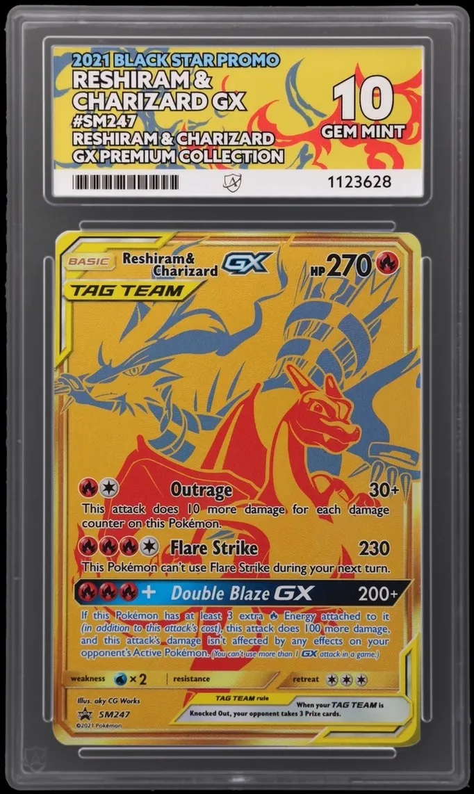 Ace 10 Gem Mint Reshiram & Charizard GX